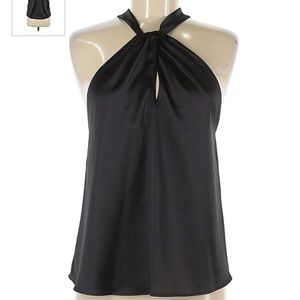Slate & Willow Black Satin Halter Top